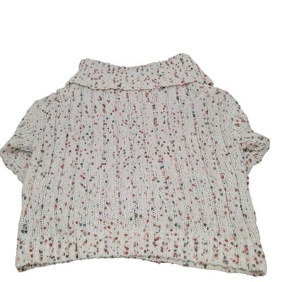 Moon & Madison Womens S Cream Cowl Neck Speckled Knit Chunky Preppy Fisherman - Picture 5 of 11